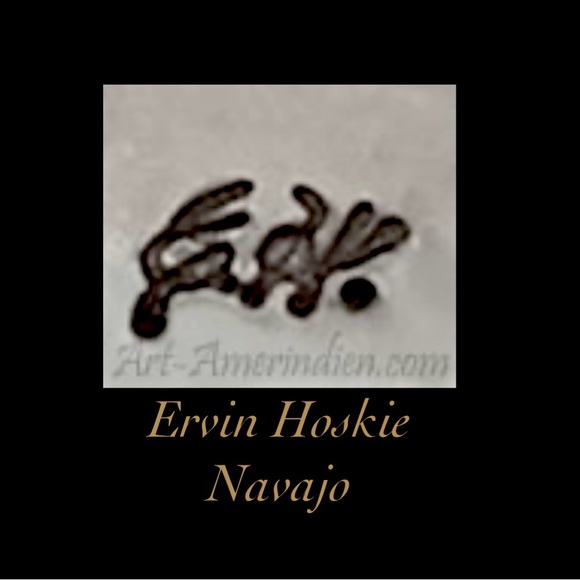 SALE Signed- Ervin Hoskie Navajo Vintage Watch Tips Sterling Silver Toggle Chain - Picture 8 of 9